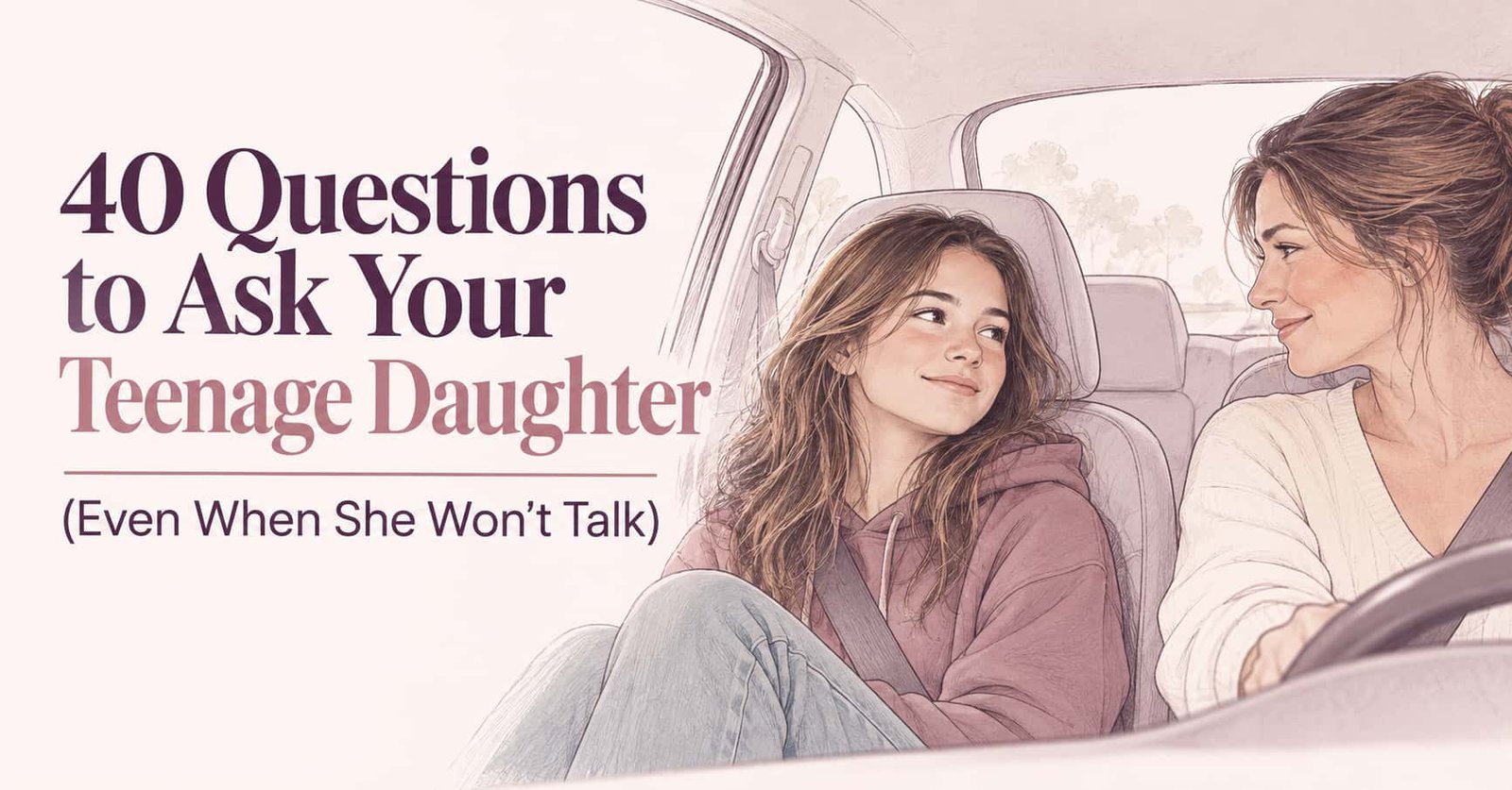 Questions to ask your teenage daughter: a mother and daughter talking in the car